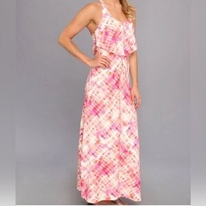 Patagonia Pink and Coral Folly Beach Maxi Dress, Size Large